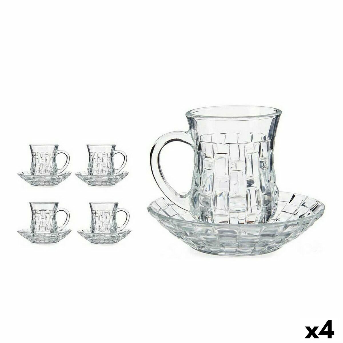 Juego de Tazas con Platos Vivalto Transparente Vidrio 125 ml (4 Unidades)