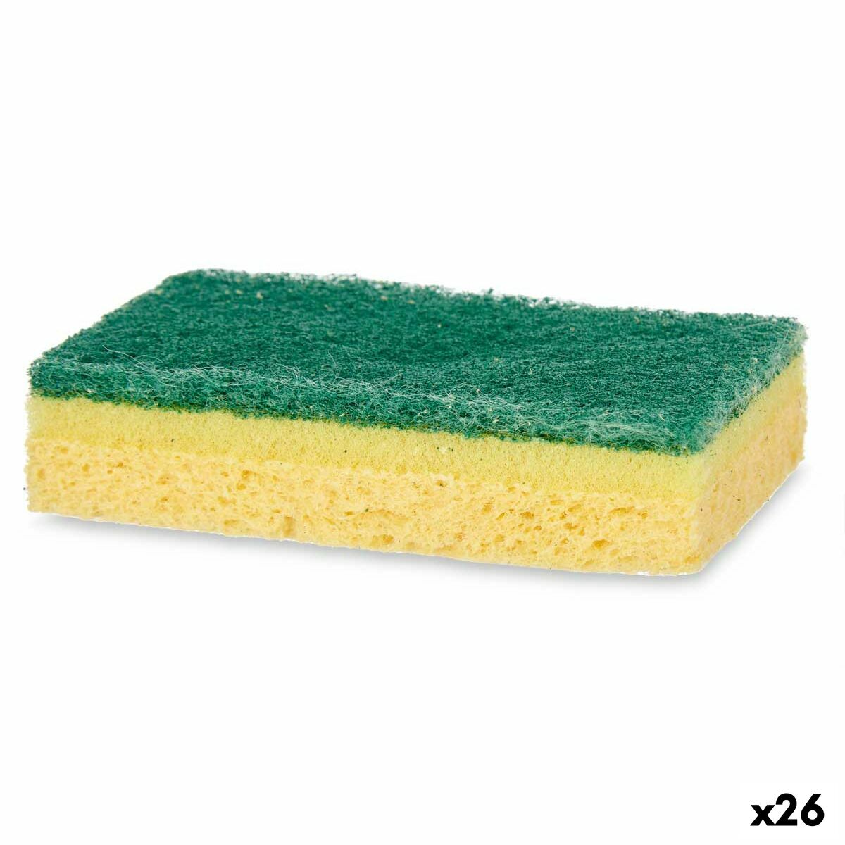 Set de Estropajos Amarillo Verde Celulosa Fibra abrasiva 10,5 X 6,7 X 2,5 cm 10,8 x 13,3 x 2 cm (26 Unidades)