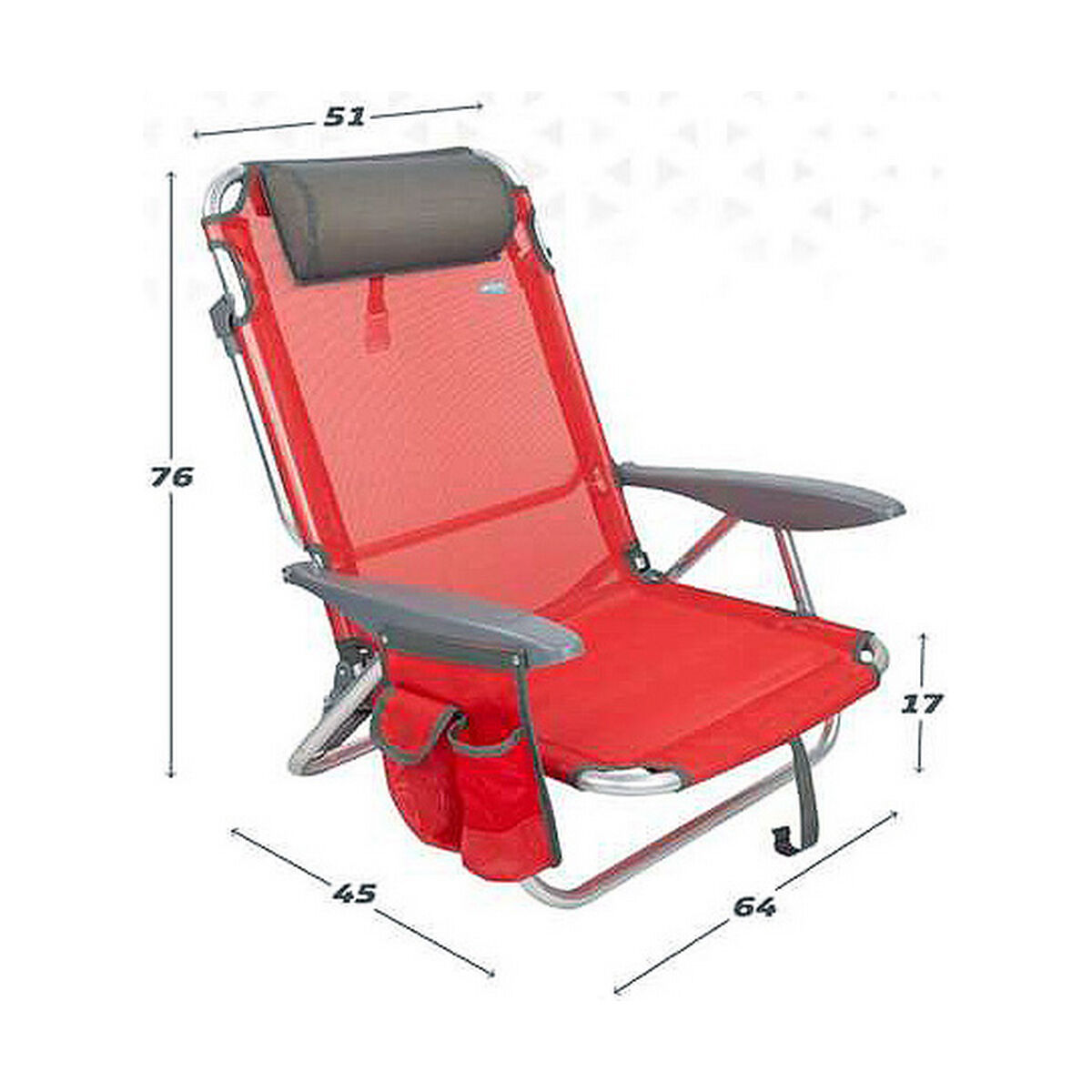 Silla de Playa Aktive Rojo 51 x 45 x 76 cm