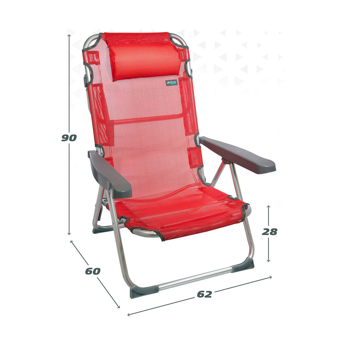 Silla de Playa Aktive Rojo 48 x 60 x 90 cm
