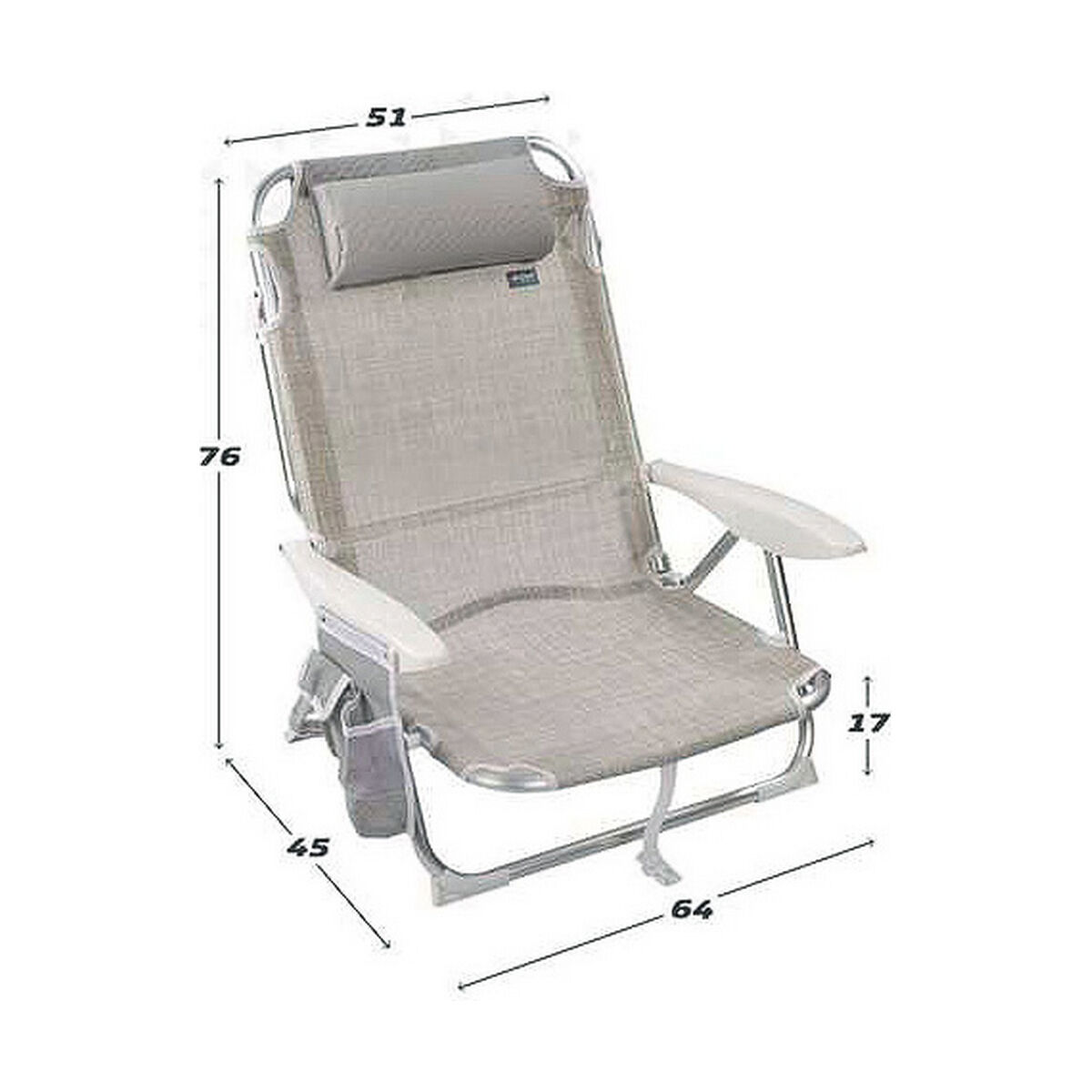 Silla de Playa Aktive Beige Gris 51 x 45 x 76 cm