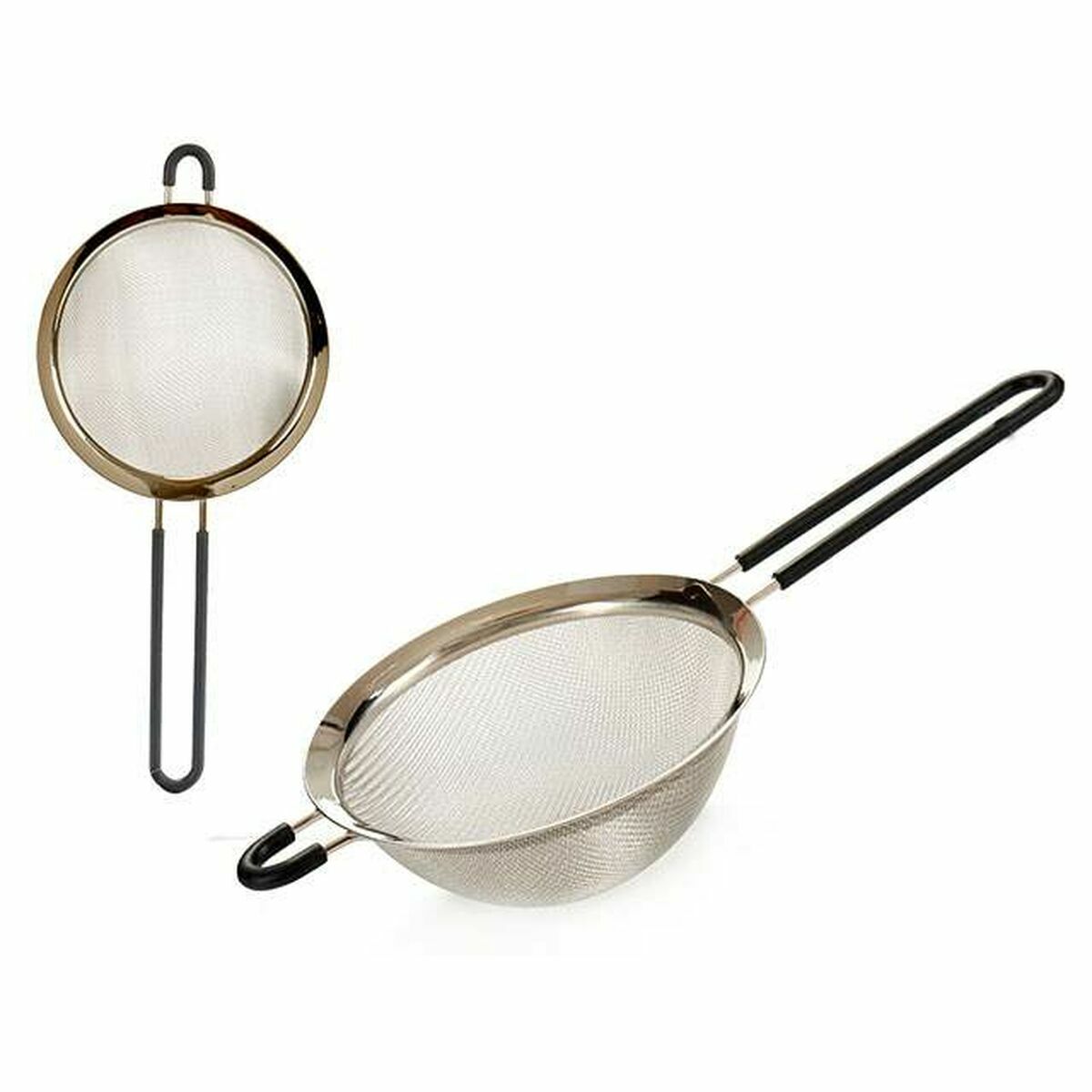 Colador Kinvara Negro Plateado Plata Silicona Acero Inoxidable Ø 14 cm 14 x 5,5 x 32,5 cm 14 x 32,5 x 5,5 cm (24 Unidades)