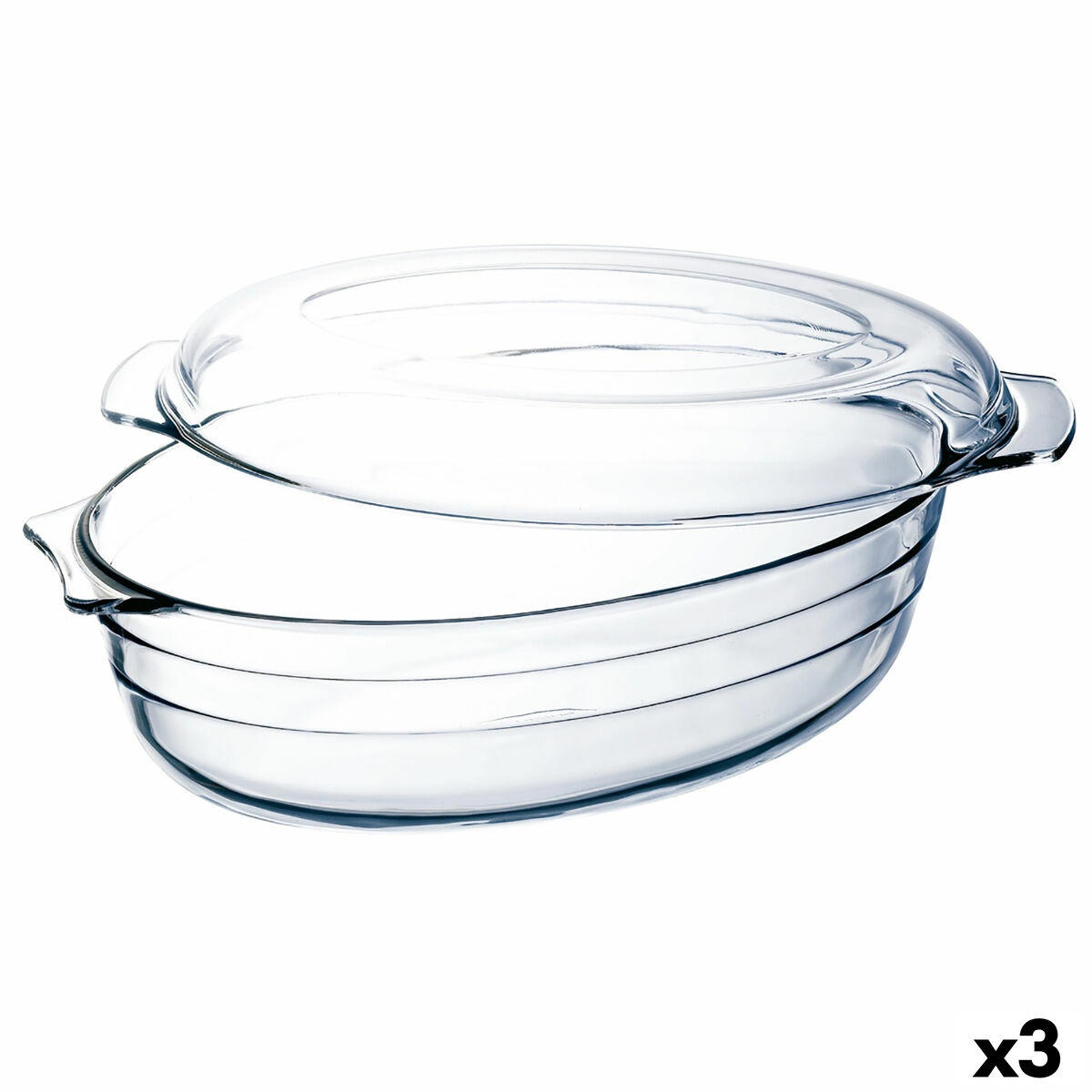 Fuente de Cocina Ô Cuisine Ocuisine Vidrio Con Tapa 3 L 1,1 L Transparente Vidrio 3 Unidades