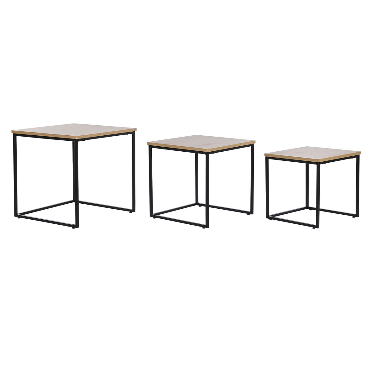 Juego de 3 mesas DKD Home Decor Negro Metal 45 x 45 x 45 cm Madera MDF