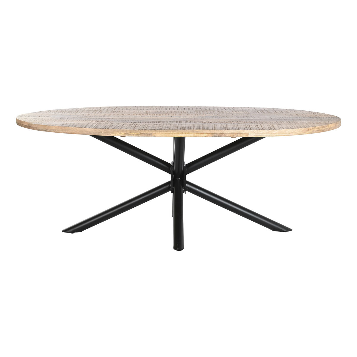 Mesa de Comedor DKD Home Decor Natural Negro Metal Madera de mango 200 x 100 x 76 cm