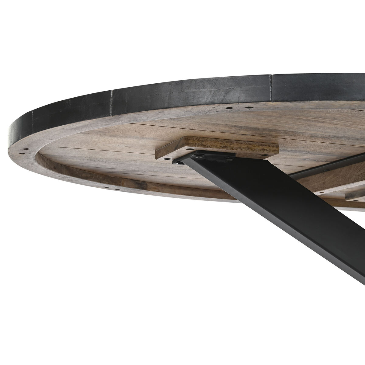 Mesa de Comedor DKD Home Decor Negro Natural Metal Madera de mango 200 x 100 x 76 cm