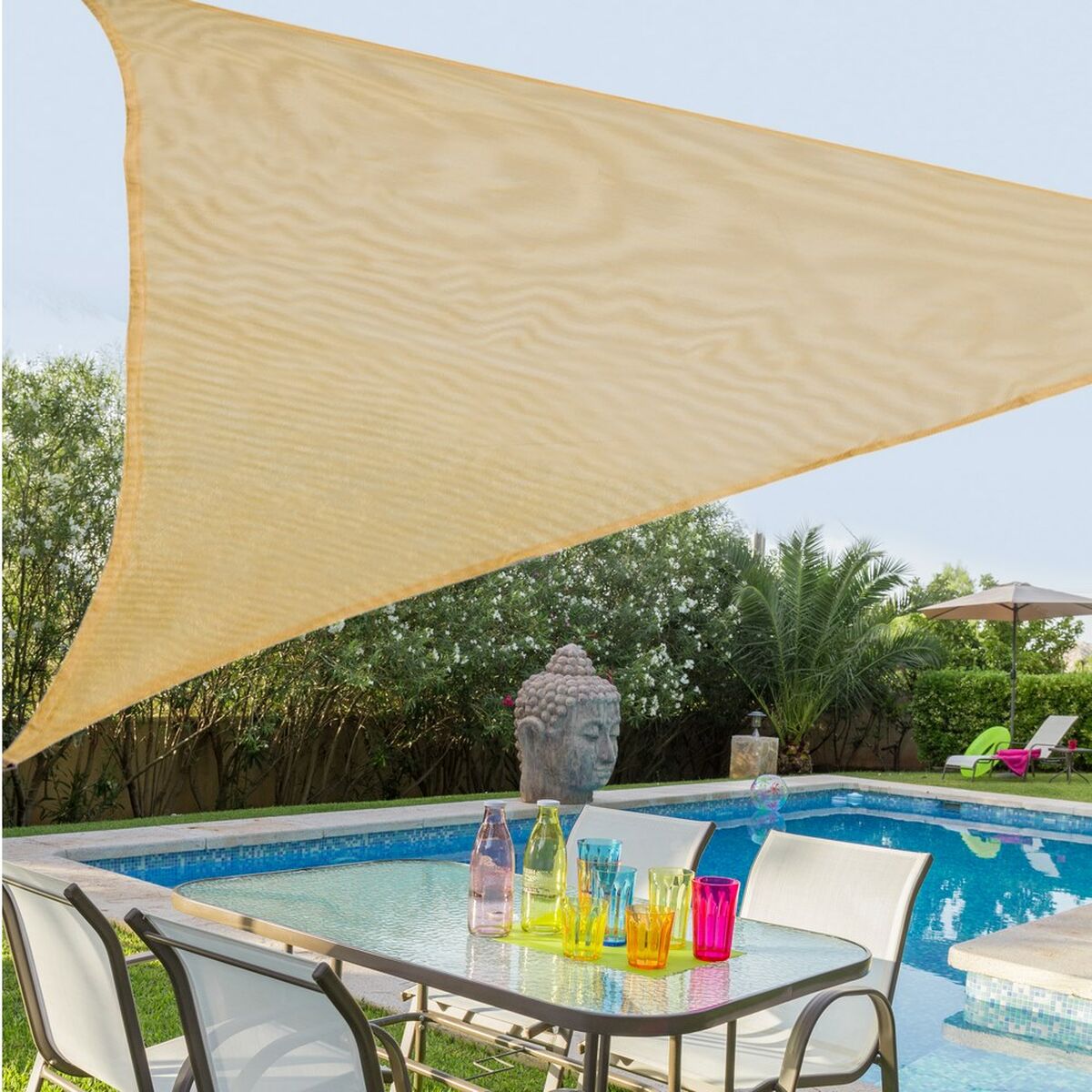Vela de sombra Vela sombreo Verde 3,5 x 3,5 m 350 x 350 x 0,5 cm Toldo