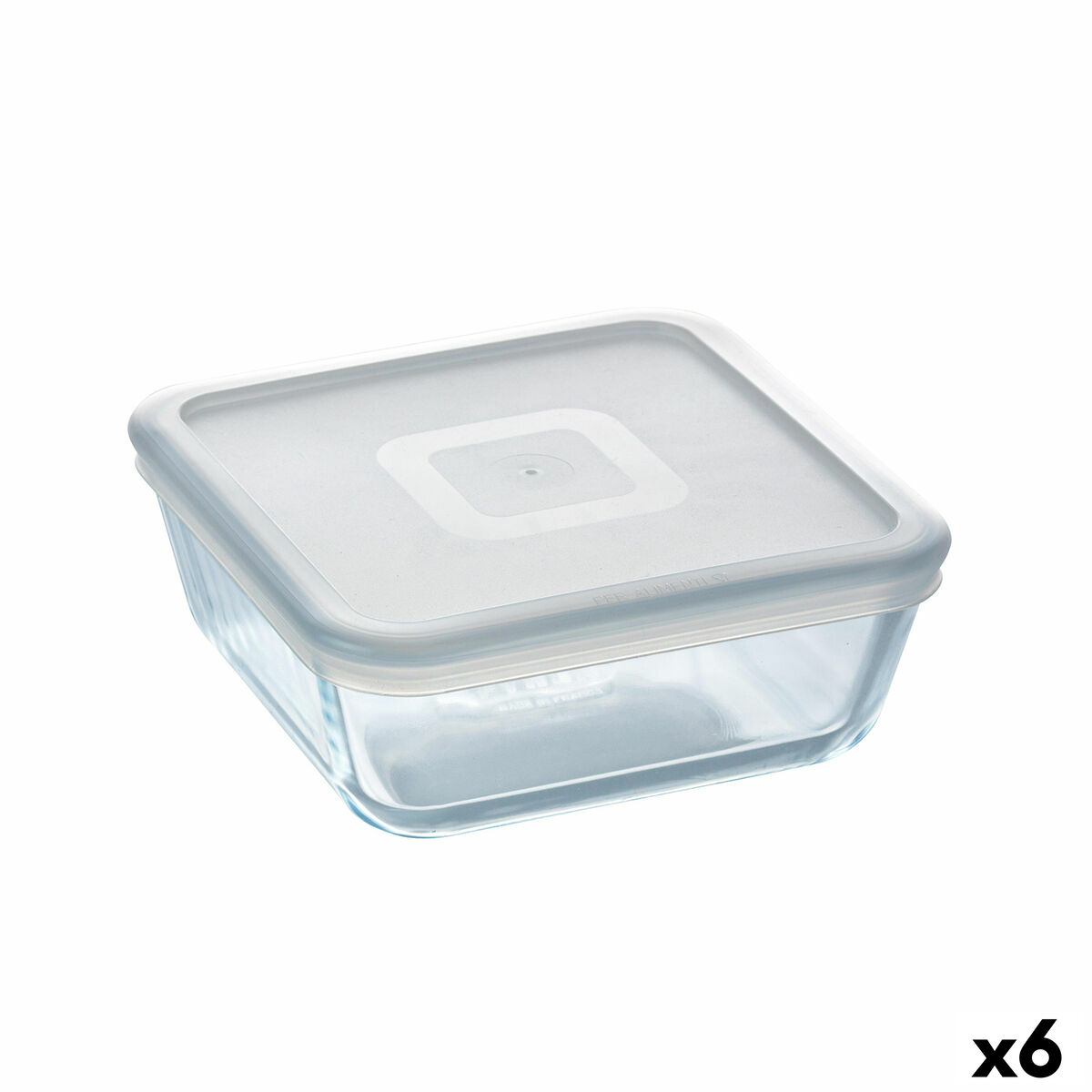 Fiambrera Cuadrada con Tapa Pyrex Cook&freeze Transparente Vidrio Silicona 850 ml 15 x 15 x 6 cm (6 Unidades)
