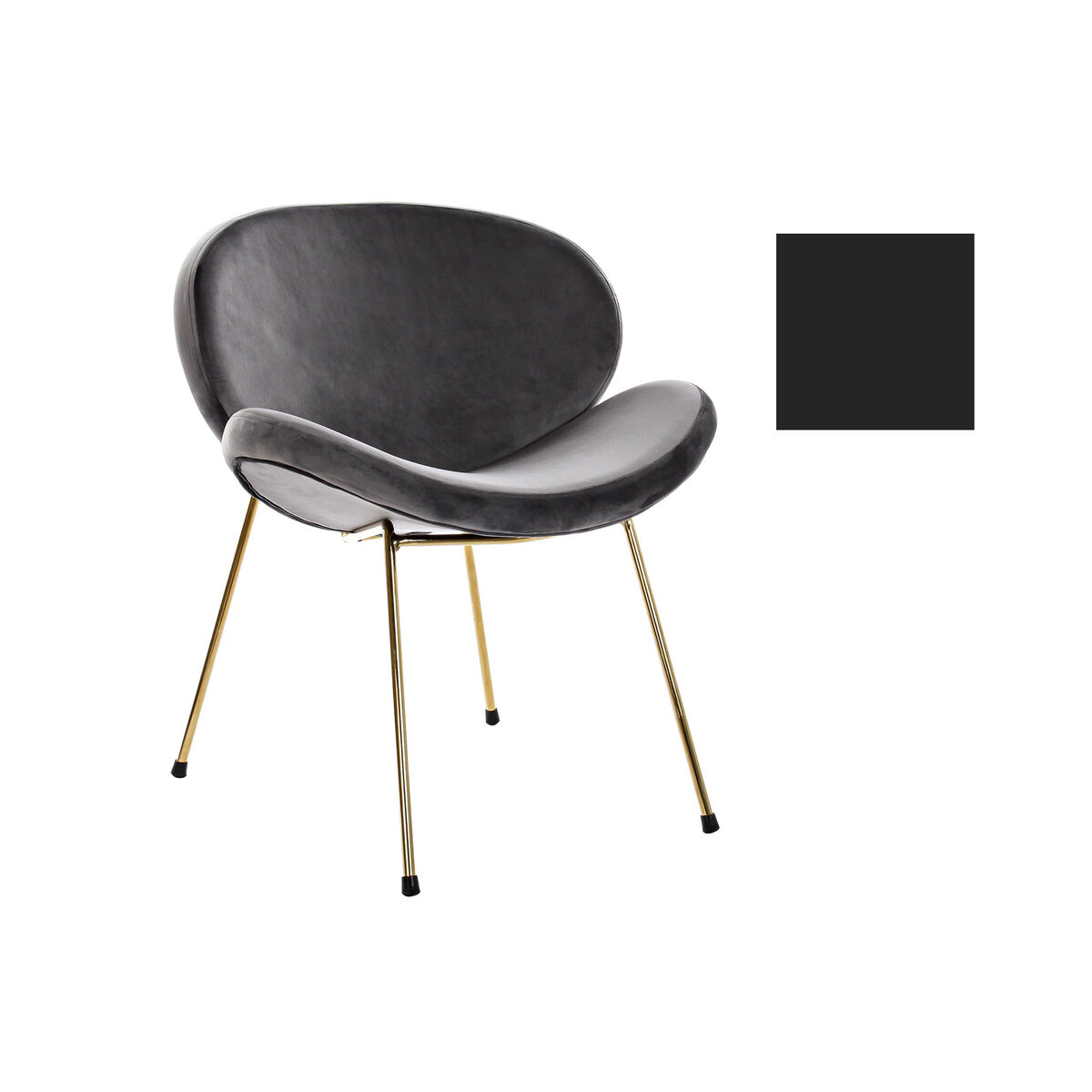 Silla DKD Home Decor Negro Dorado Poliéster Metal 62 x 58 x 73 cm