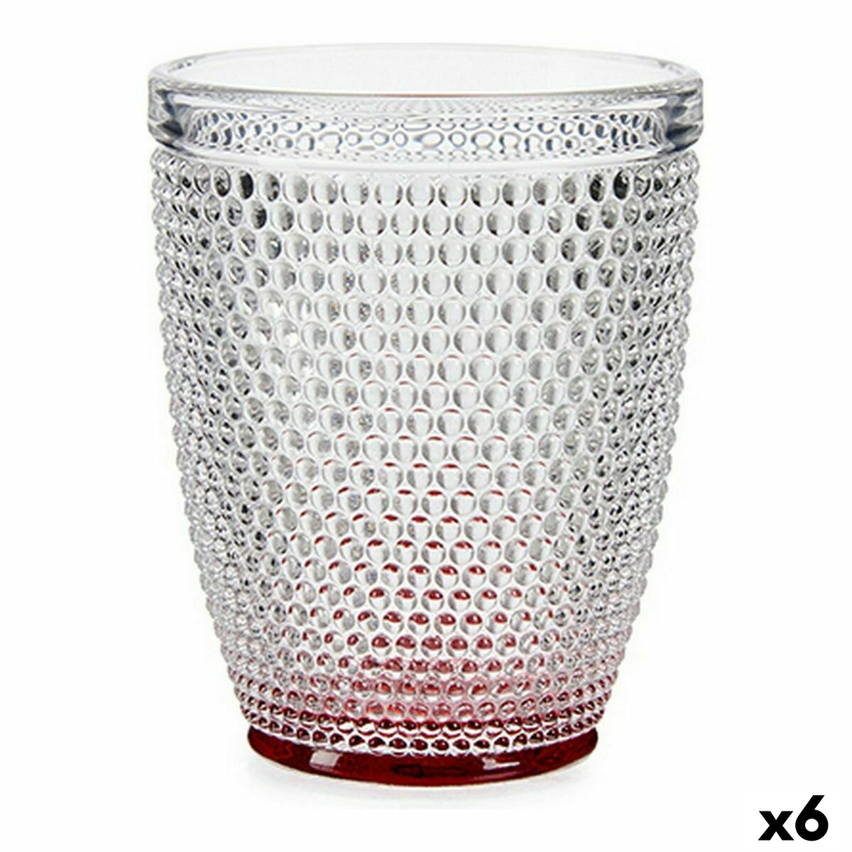 Vaso Vivalto Rojo Transparente Vidrio Puntos 300 ml (6 Unidades)