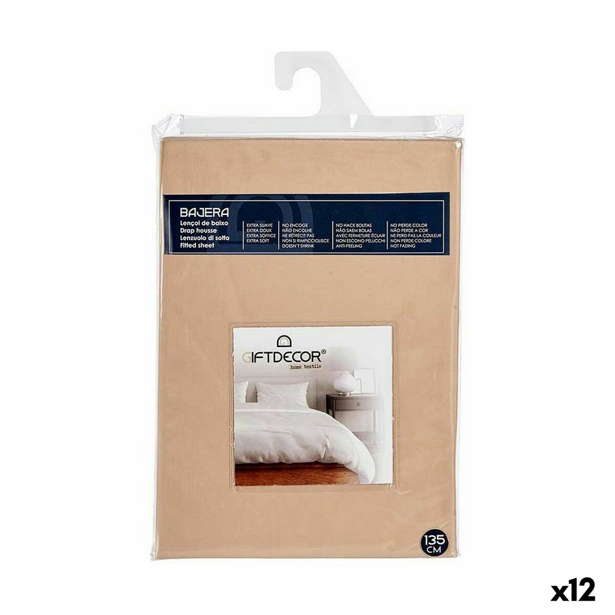 Sábana Bajera Gift Decor Beige 135 cm (12 Unidades)