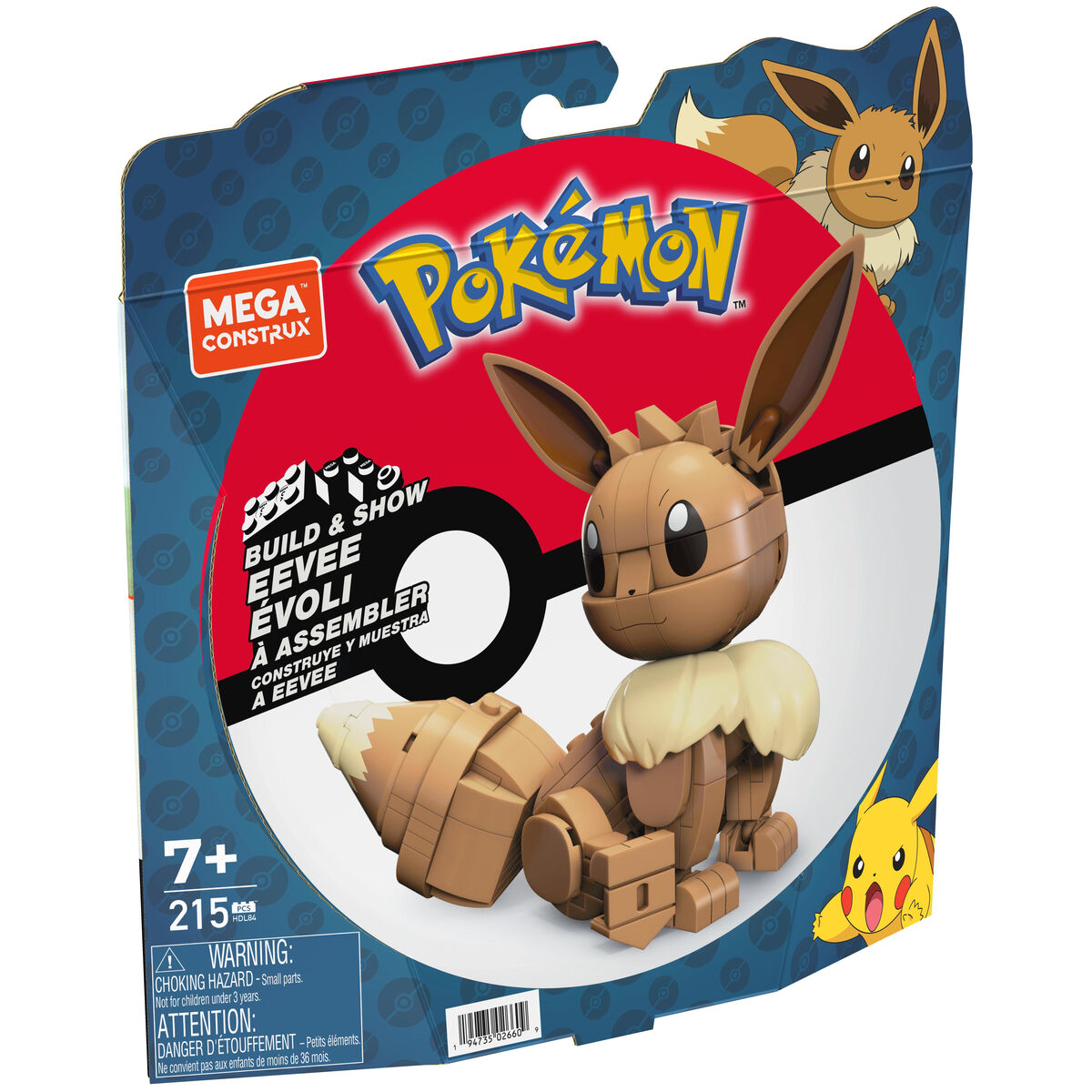 Figura Articulada Mega Construx  Eevee Medium + 7 Años 215 Piezas
