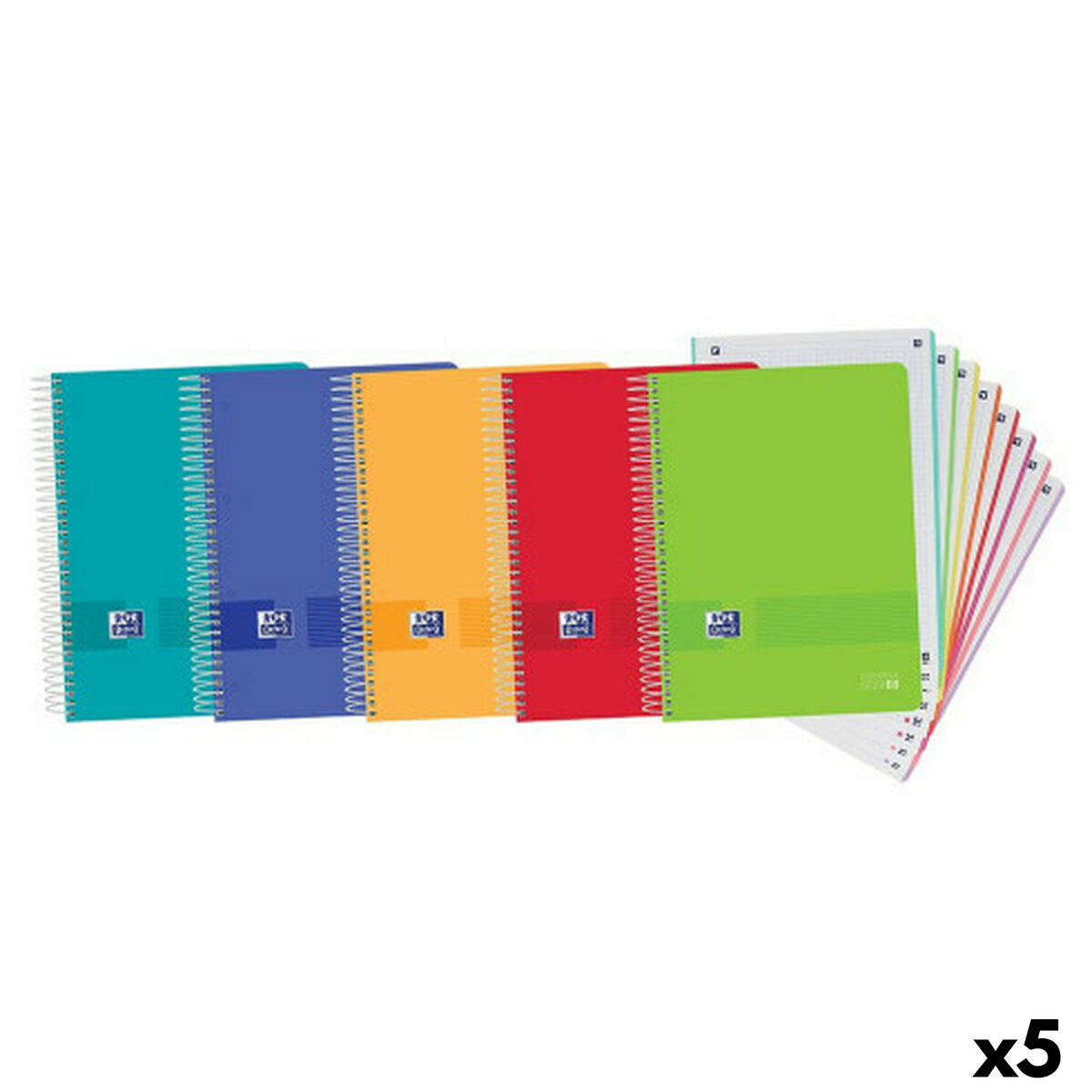 Set de Cuadernos Oxford Multicolor A4 160 Hojas (5 Unidades)