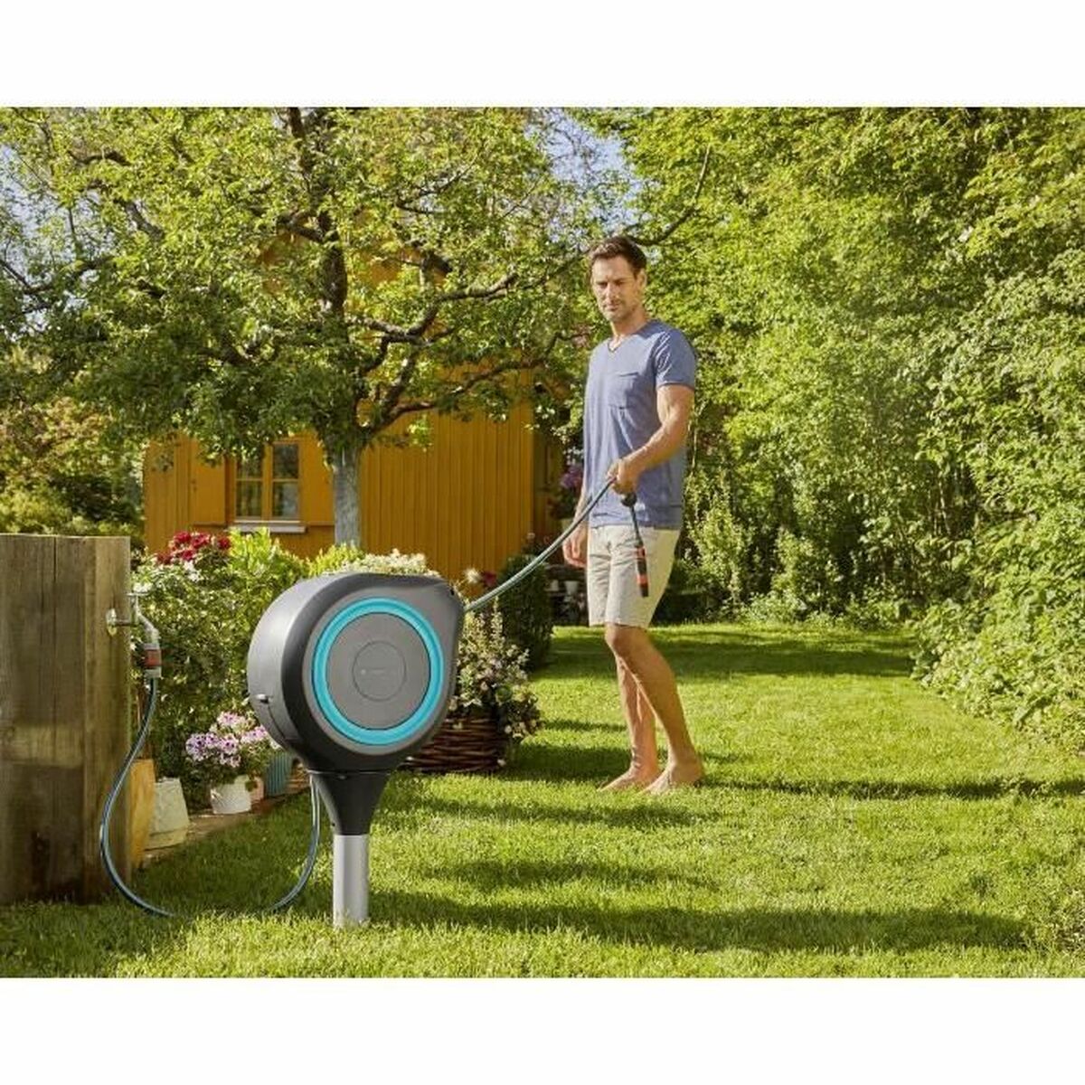 Portamanguera Gardena RollUp M Automático Suelo 20 m