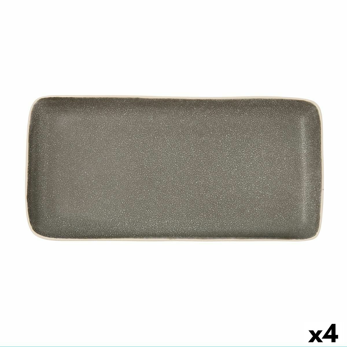 Bandeja Bidasoa Gio Gris Cerámica 28 x 14 cm Rectangular (4 Unidades)