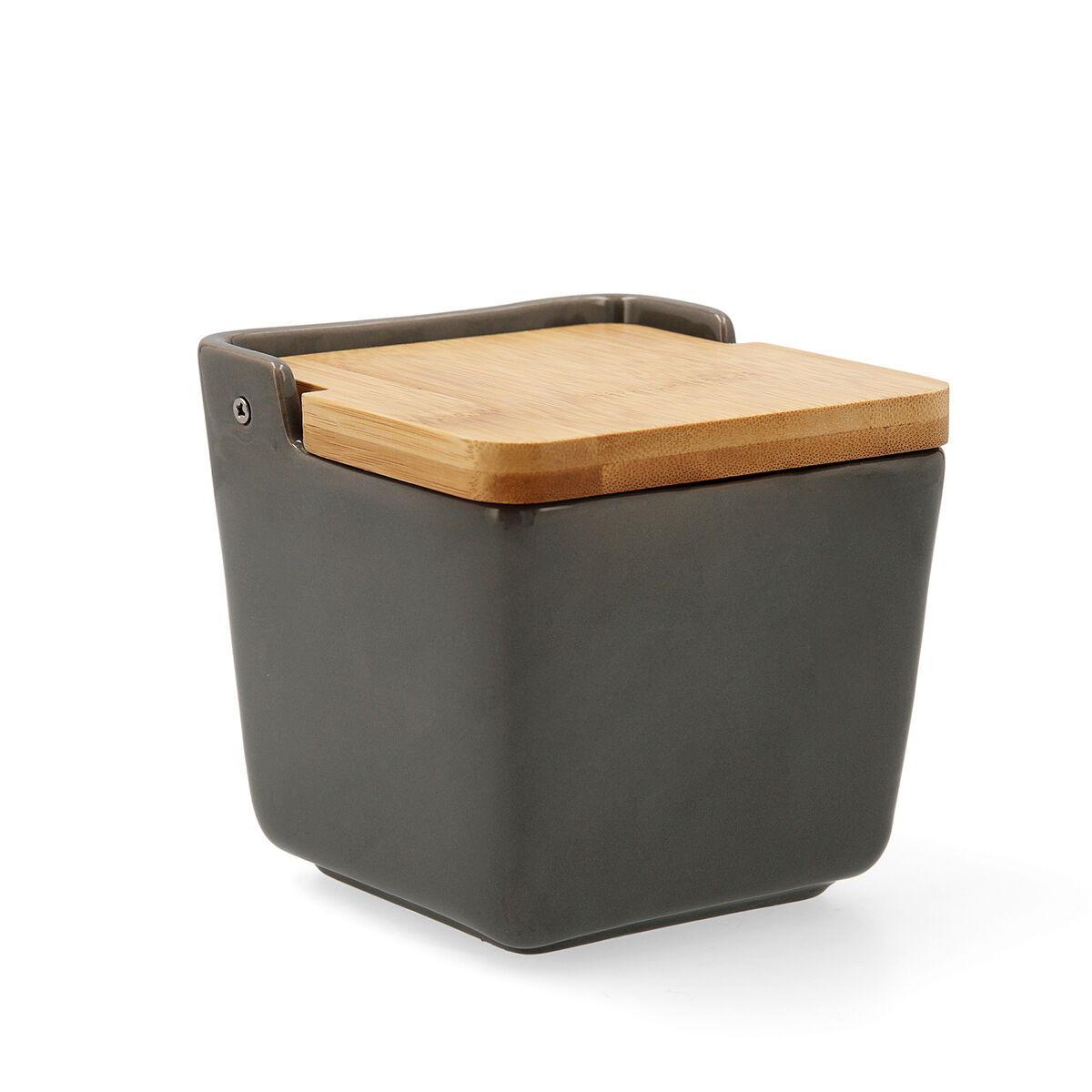 Salero con Tapa Quid Tu Y Yo Cerámica Gris 12 x 12 cm