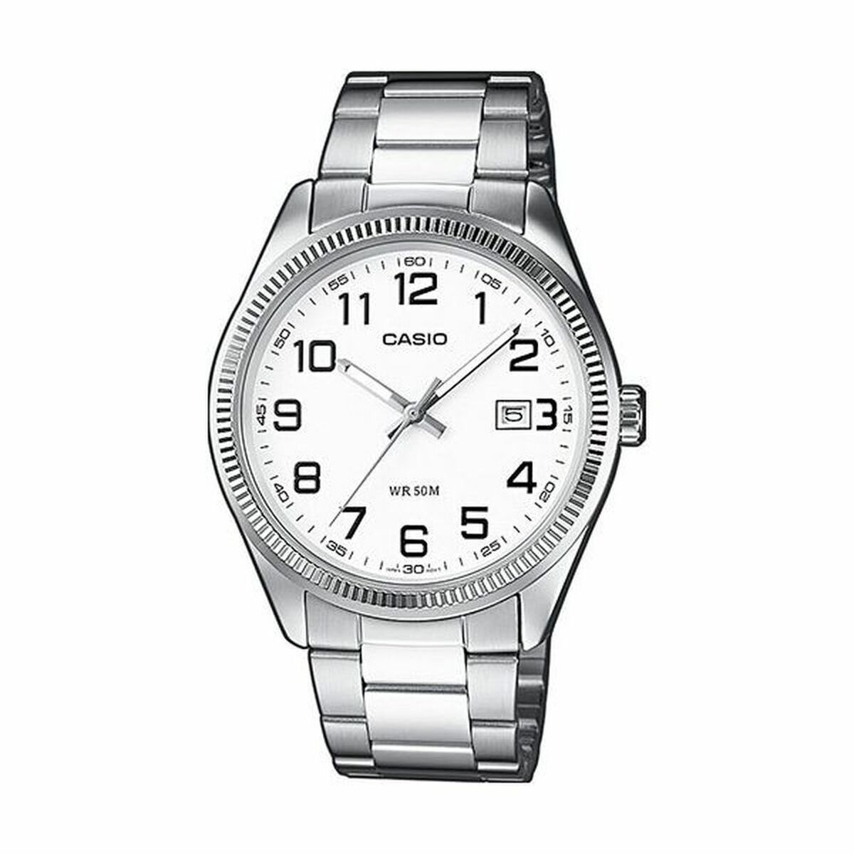 Reloj Unisex Casio DATE Blanco Plateado (Ø 39 mm) (Ø 38,5 mm)