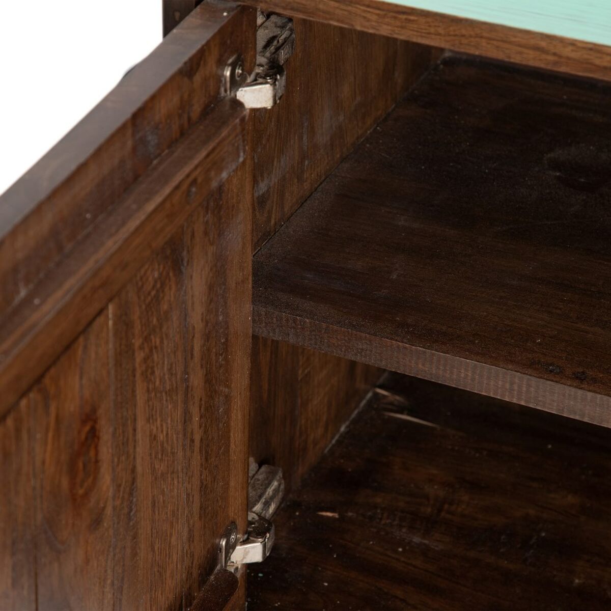 Aparador Azul Marrón Madera Metal Hierro madera de mindi 120 x 40 x 80 cm