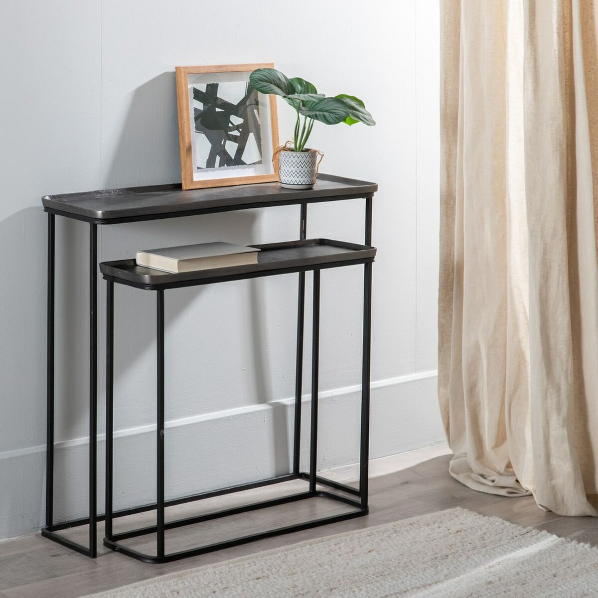 Juego de muebles Negro Gris 84 x 26 x 78 cm