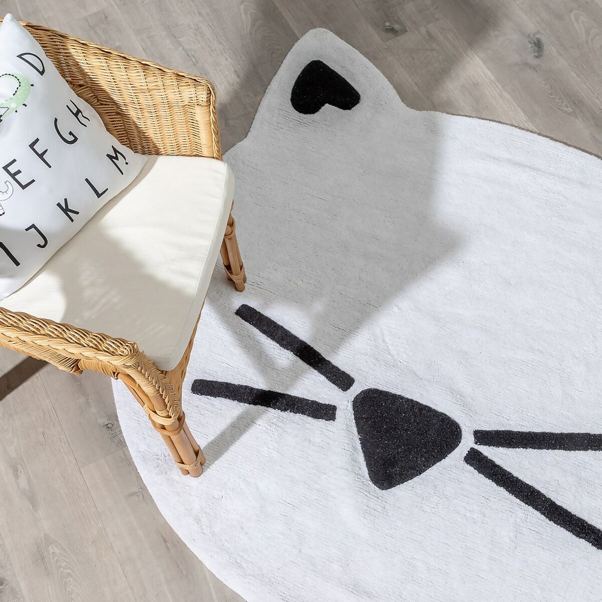 Alfombra Infantil 100 % algodón Gato 100 cm 100 x 100 x 1 cm