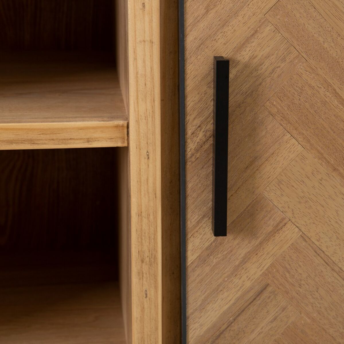 Aparador SPIKE Negro Natural Madera Metal Madera de fresno Madera MDF 90 x 36 x 115,5 cm