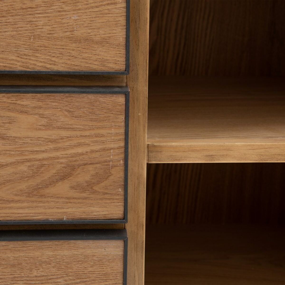 Aparador SPIKE Negro Natural Madera Metal Madera de fresno Madera MDF 90 x 36 x 115,5 cm