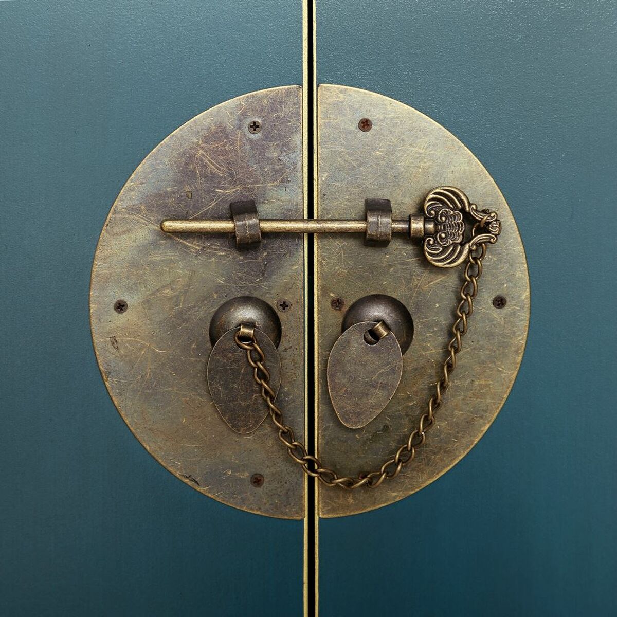 Aparador ORIENTE Azul Dorado Hierro Madera MDF 63 x 33 x 131 cm