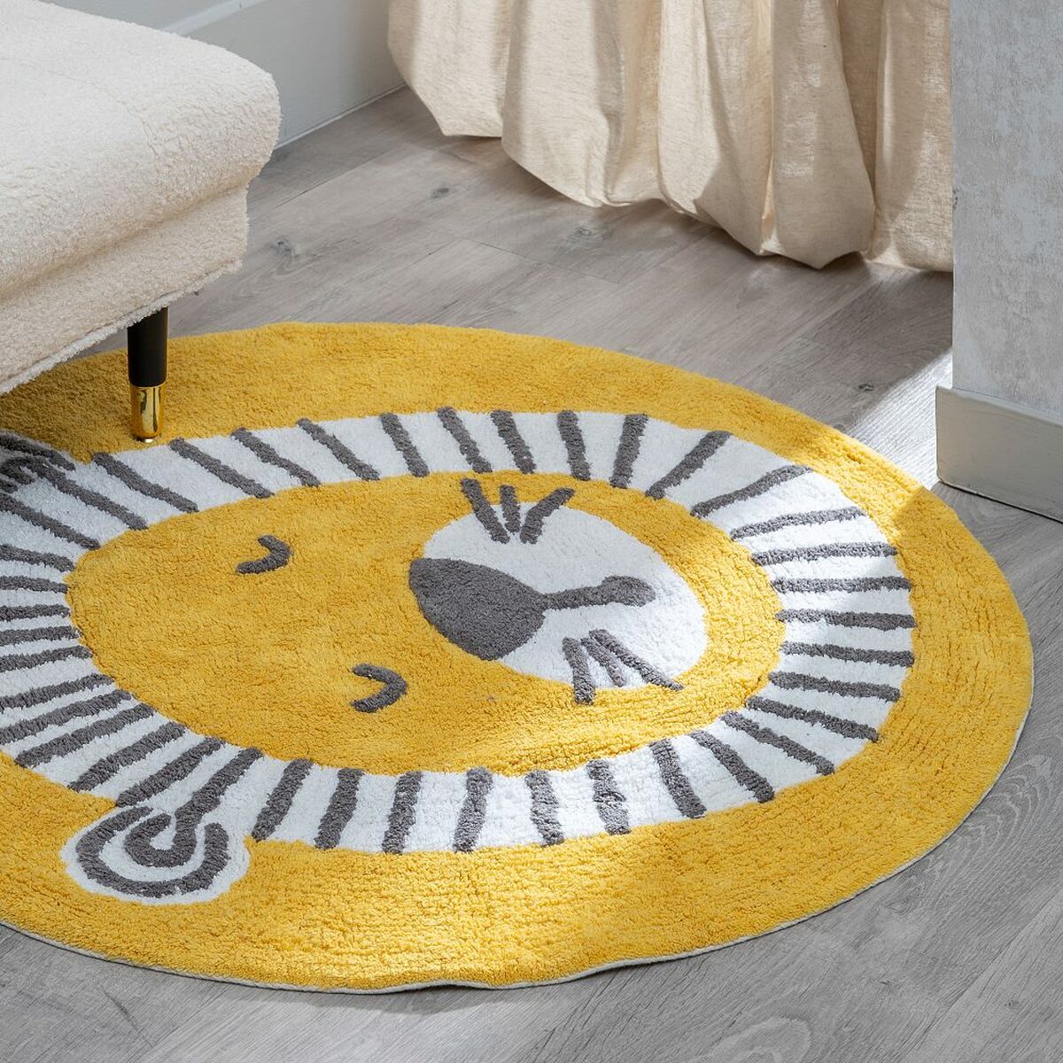 Alfombra Infantil 100 % algodón León 100 cm 100 x 100 x 1 cm