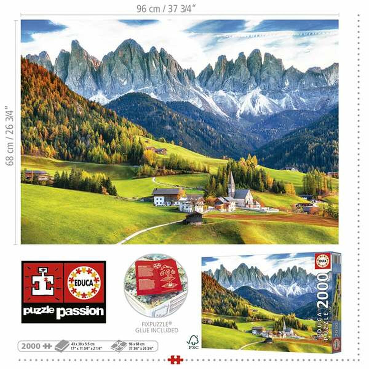 Puzzle Educa Autumn in the Dolomites 2000 Piezas
