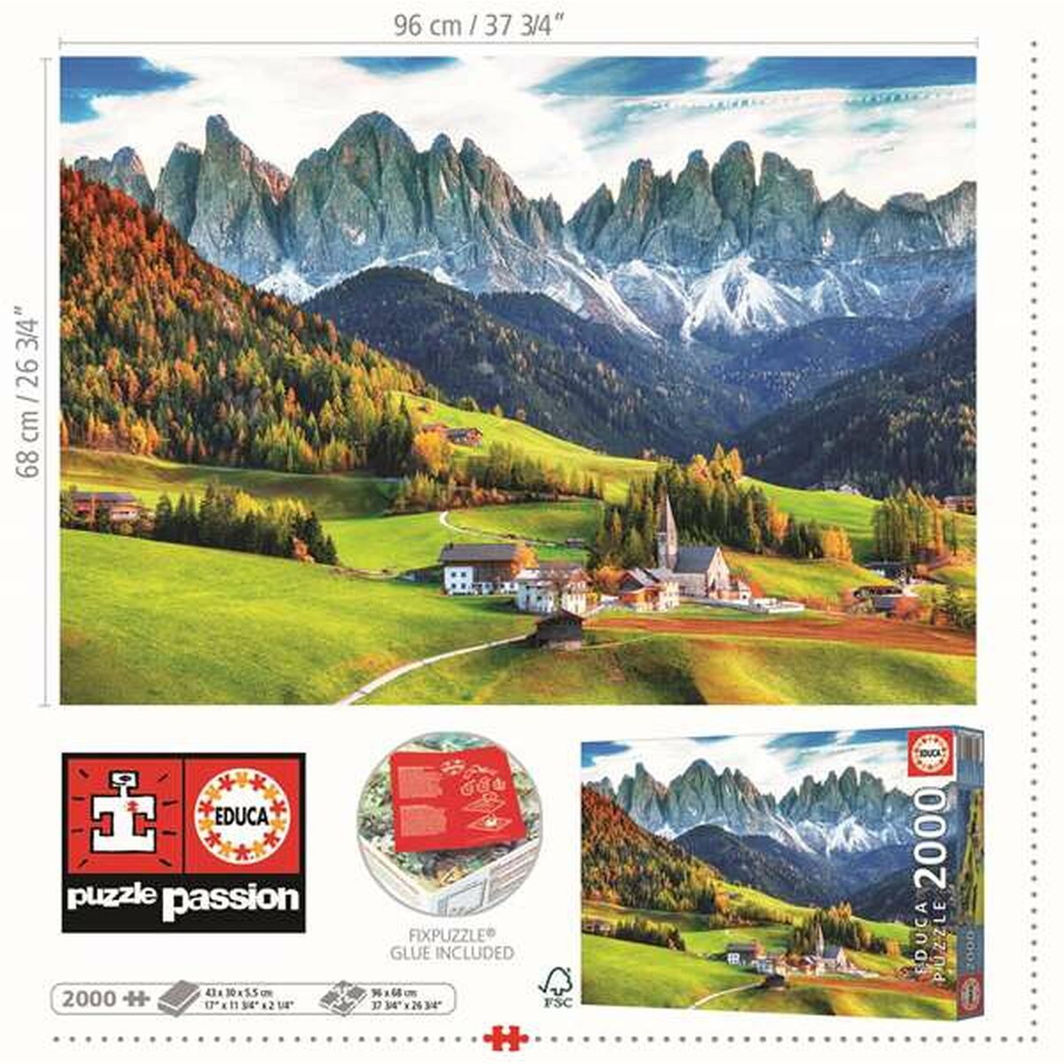 Puzzle Educa Autumn in the Dolomites 2000 Piezas
