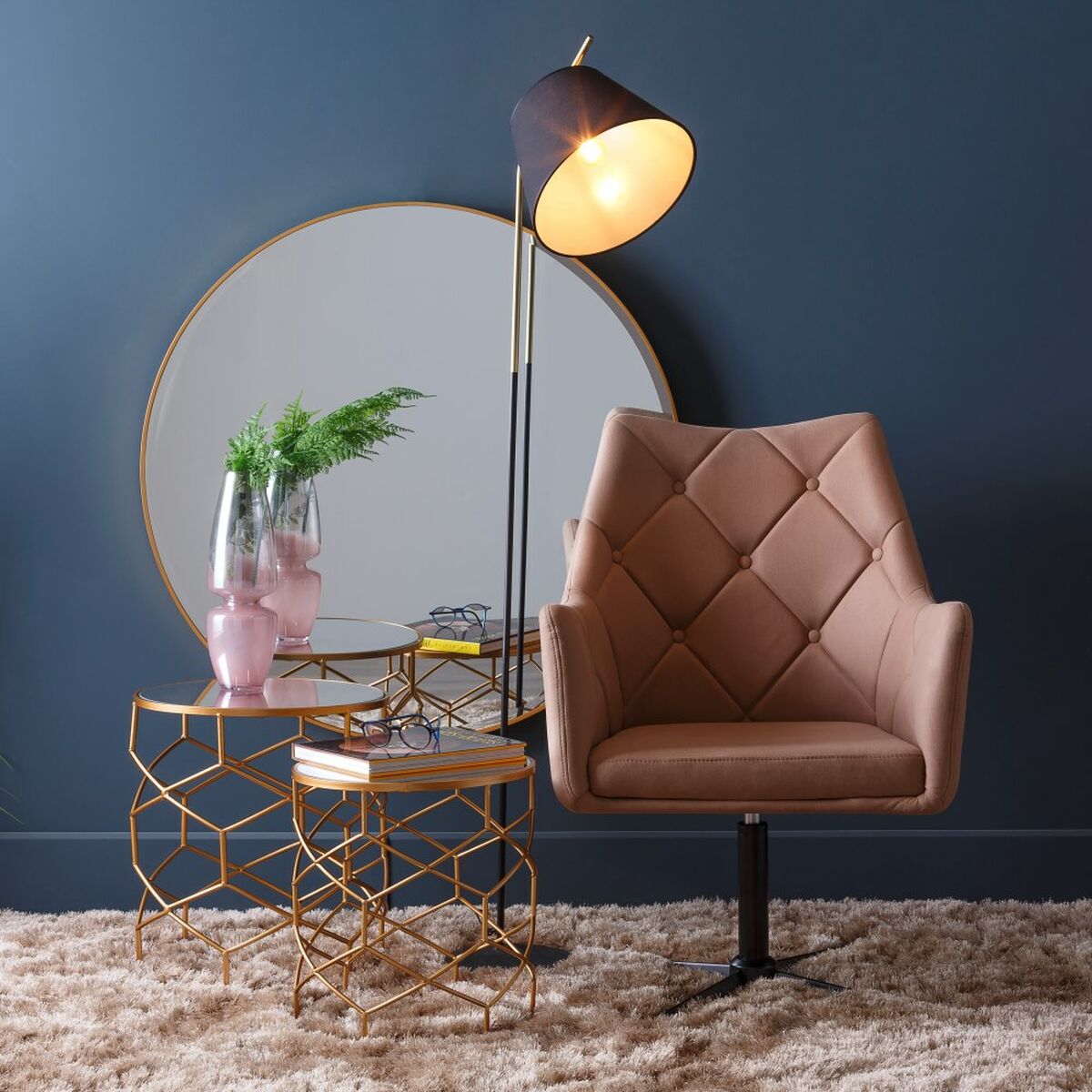 Espejo de pared Dorado Aluminio Cristal 100 x 4 x 100 cm