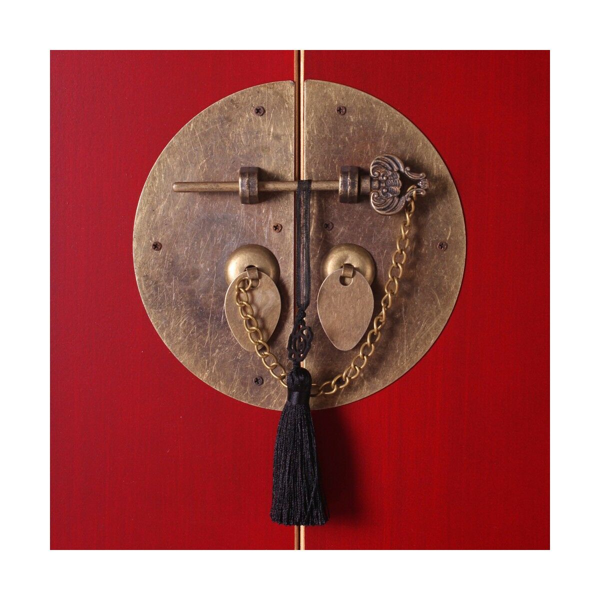 Aparador ORIENTE Rojo Dorado Madera Hierro Madera MDF 73 x 26 x 90 cm