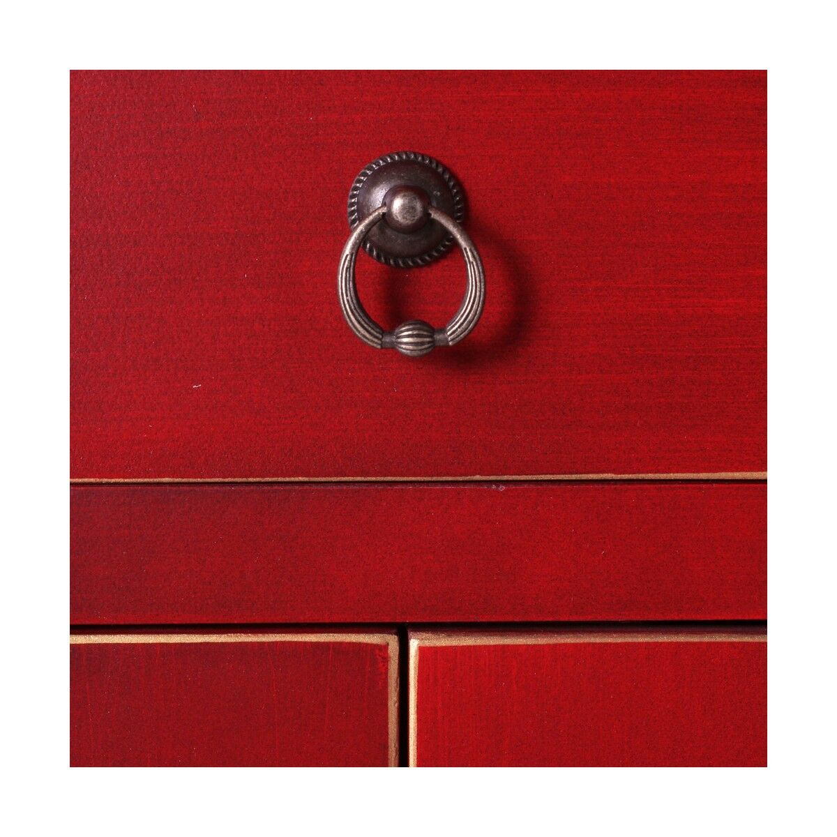Aparador ORIENTE Rojo Dorado Madera Hierro Madera MDF 63 x 33 x 131 cm