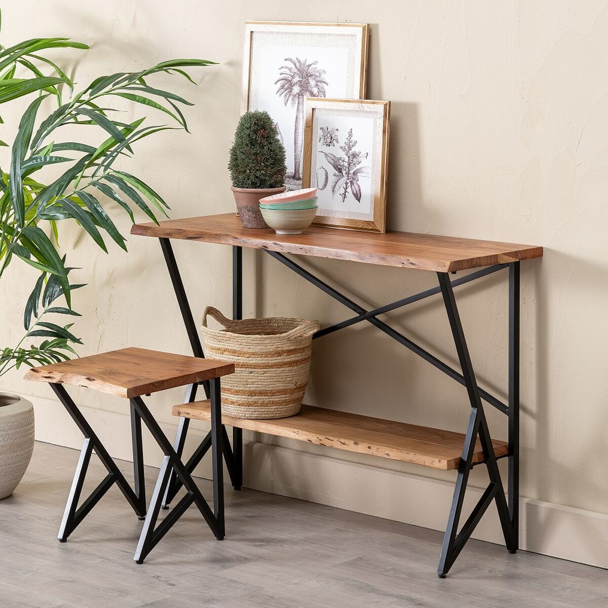 Juego de muebles Negro Natural 107 x 36 x 77 cm