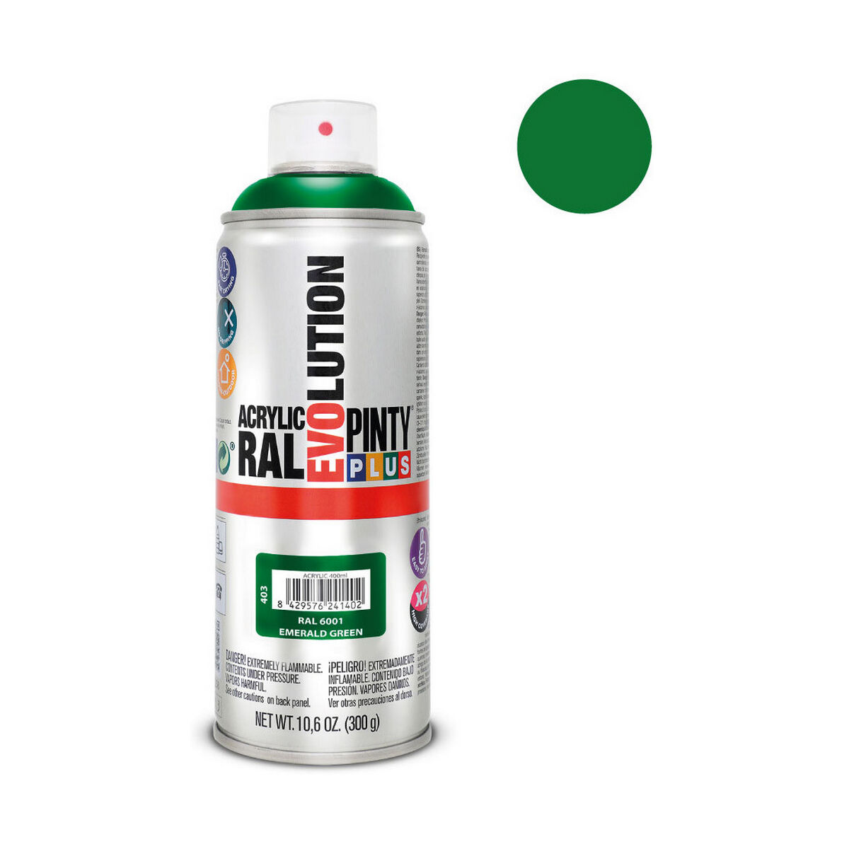 Pintura en spray Pintyplus Evolution RAL 6001 400 ml Verde Esmeralda