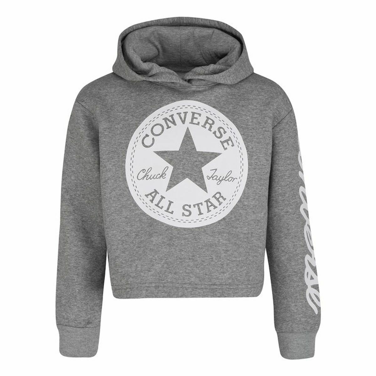 Sudadera con Capucha Unisex Converse Chuck Patch Crop G Gris oscuro