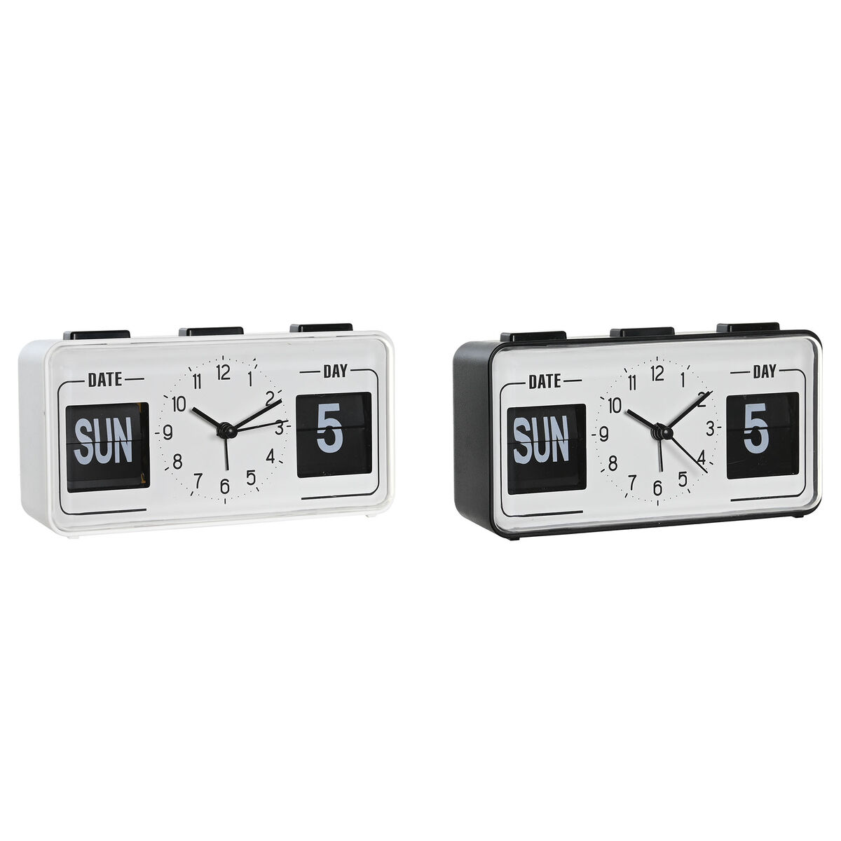Reloj Despertador DKD Home Decor Blanco Negro PVC 17 x 5 x 9 cm (2 Unidades)