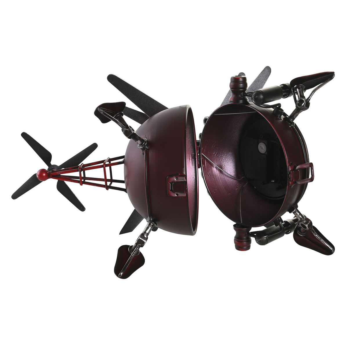 Reloj de Mesa DKD Home Decor Rojo Plateado Helicóptero (2 Unidades)