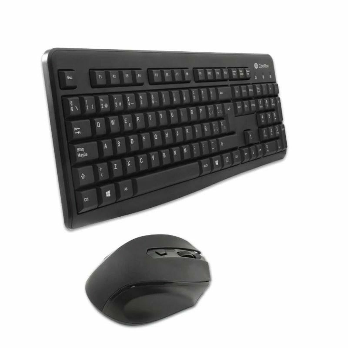 Teclado y Ratón CoolBox COO-KTR-02W Qwerty Español Inalámbrico Negro Español QWERTY