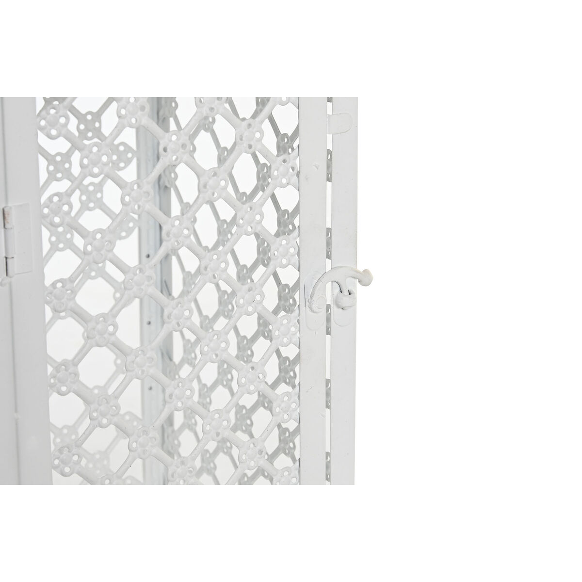Set de faroles DKD Home Decor Blanco Metal Cristal Árabe Acabado envejecido 24 x 24 x 74 cm (3 Piezas)