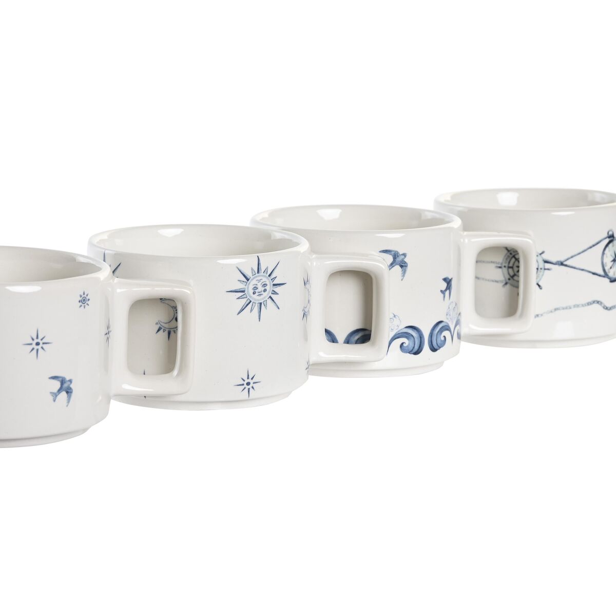 Juego de Tazas de Café DKD Home Decor Azul Blanco Metal Dolomita 260 ml