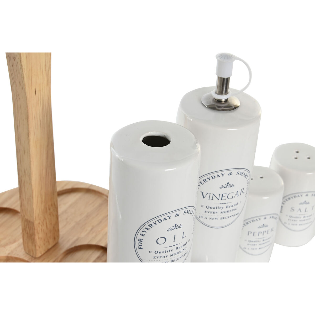 Set de Aceitera y Vinagrera DKD Home Decor Blanco Madera Gres 18 x 15 x 22 cm