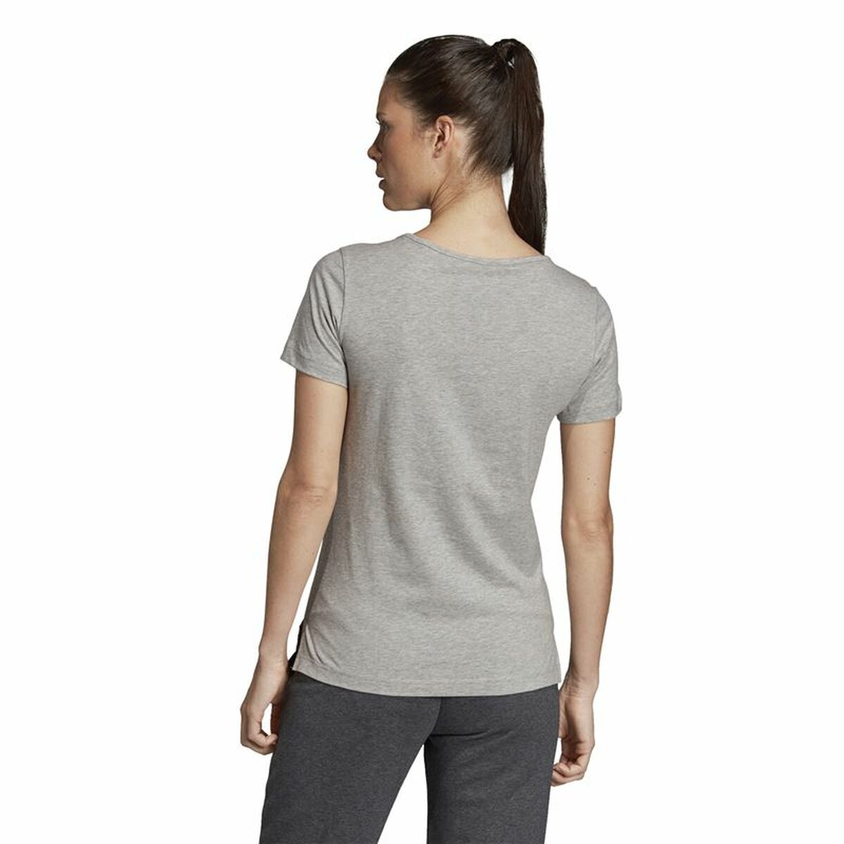 Camiseta de Manga Corta Mujer Adidas Linear Gris claro