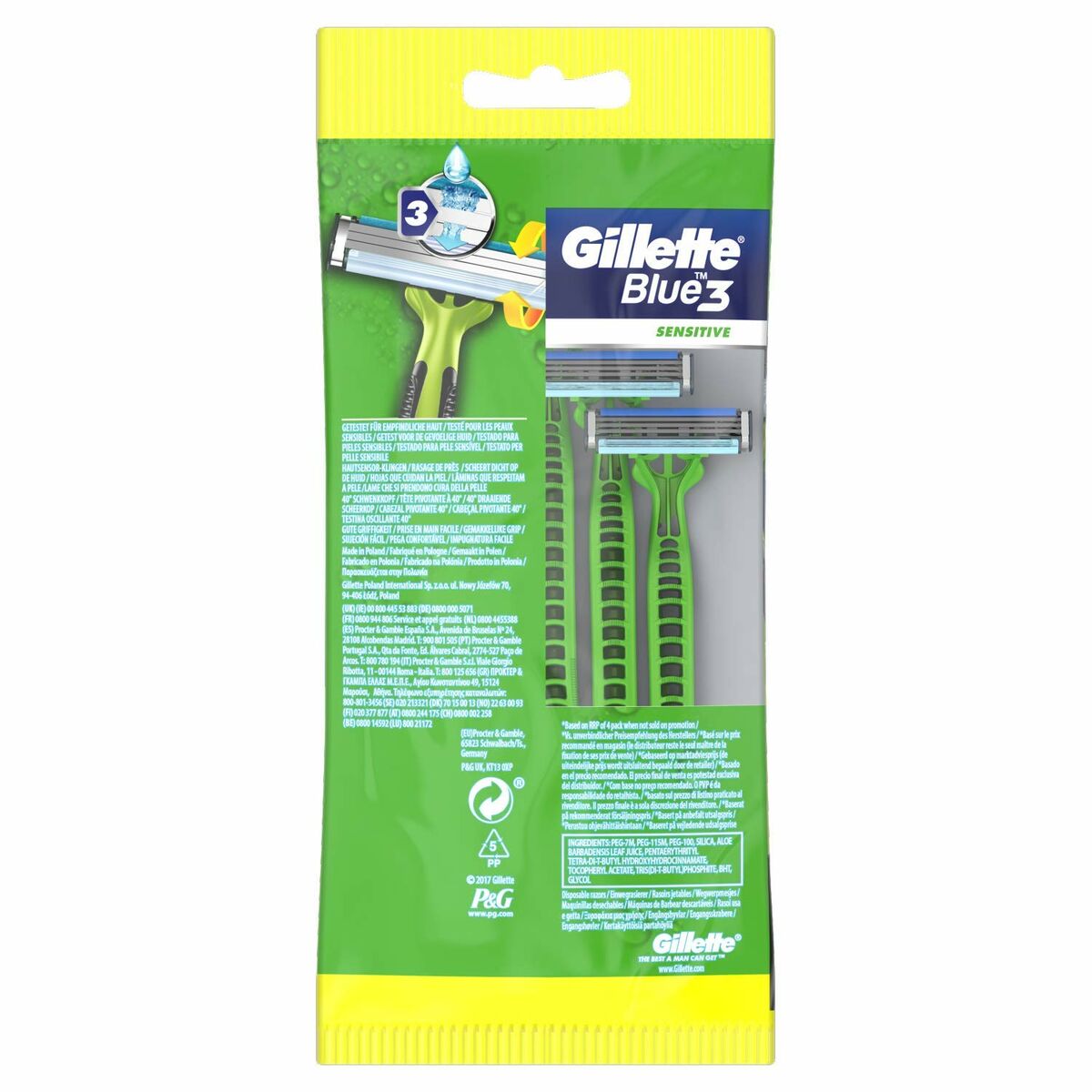 Cuchillas de afeitar Gillette Blue Sensitive 5 Unidades