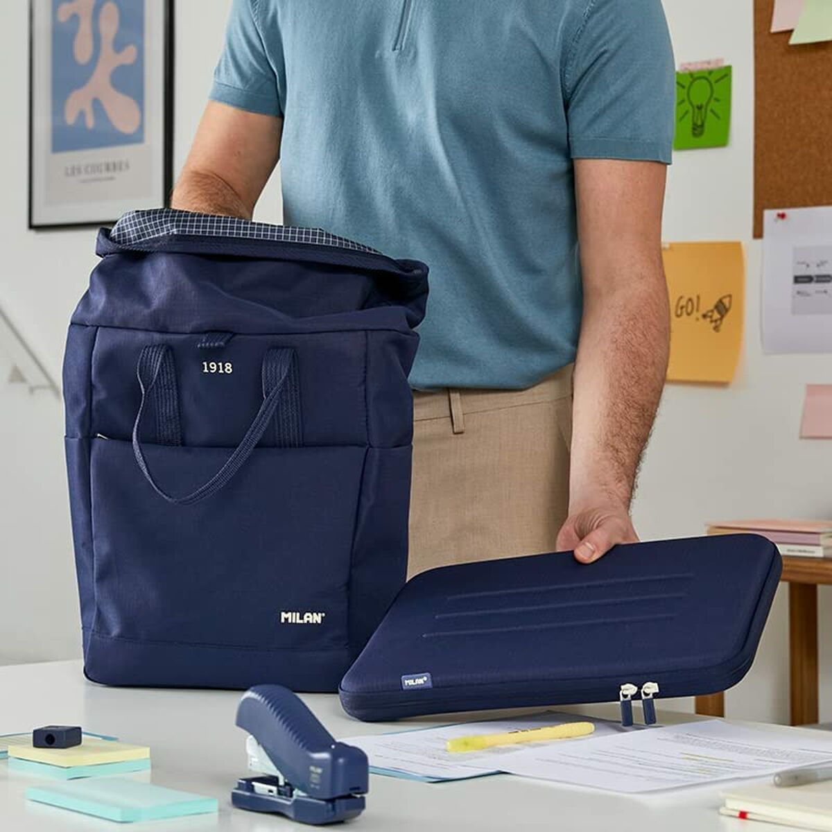 Funda para Portátil Milan 1918 Azul marino 37 x 27,5 x 3 cm