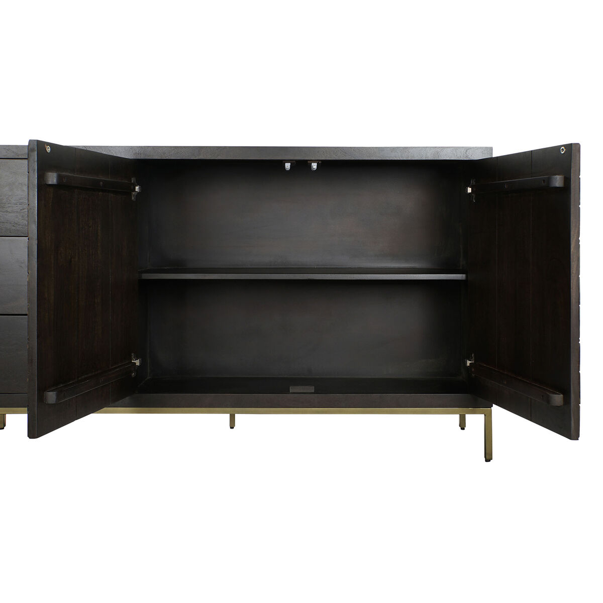 Aparador DKD Home Decor Negro Dorado Marrón oscuro Metal Acacia 160 x 40 x 90 cm