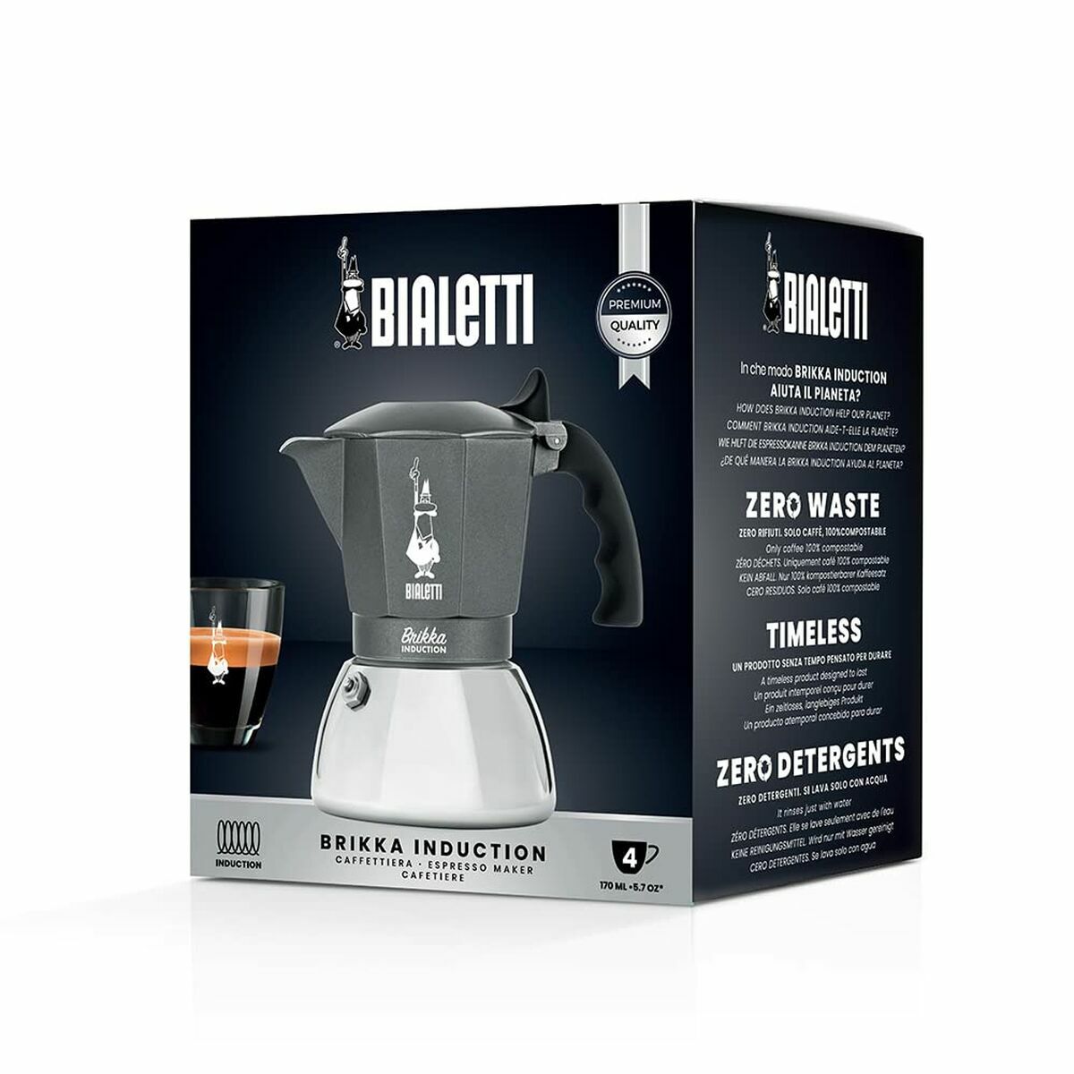 Cafetera Italiana Bialetti Brikka Plateado Aluminio
