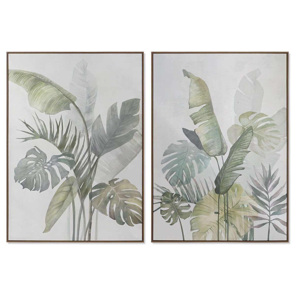 Lienzo DKD Home Decor Blanco Verde Palmeras Tropical 100 x 4 x 140 cm (2 Unidades)
