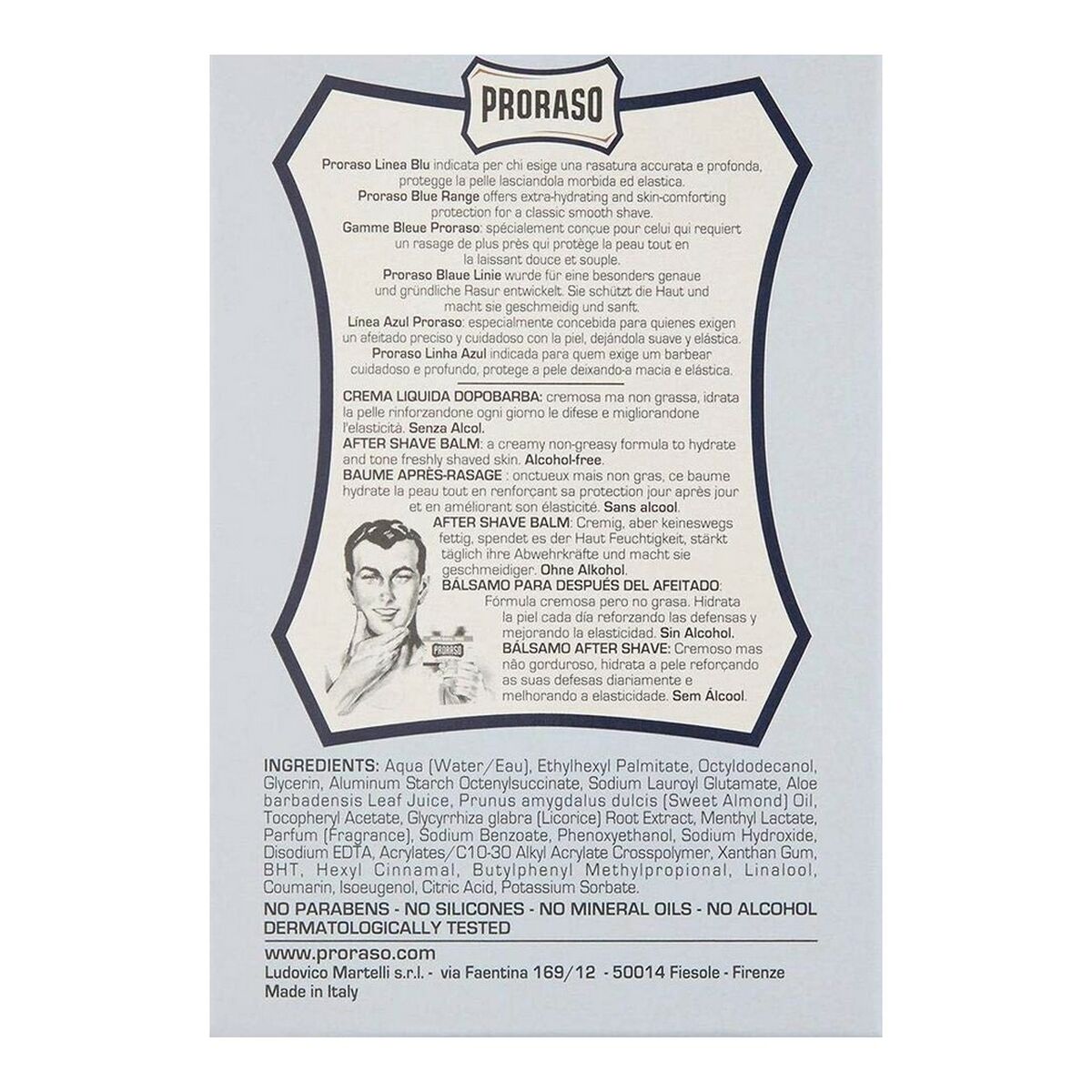 Bálsamo Aftershave Proraso Blue E 100 ml