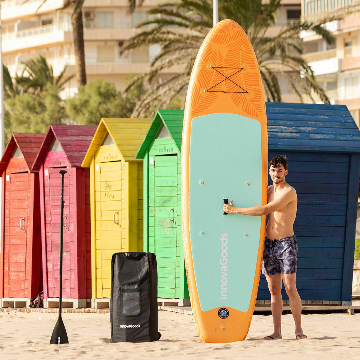 Tabla de Paddle Surf Hinchable 2 en 1 con Asiento y Accesorios Siros InnovaGoods 10'5" 320 cm Naranja (Reacondicionado A)